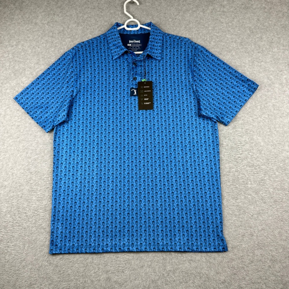 Bogey Bros Mt. Crushmore Golf Polo Shirt Mens Medium Blue New